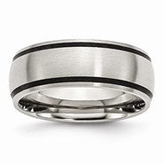 Stainless Steel & Black Rubber 8mm Brushed Wedding Band