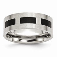 Stainless Steel & Black Rubber Flat 8mm Brushed Wedding Band