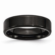 Stainless Steel Black IP-plated Polished & Brushed Beveled Edge 6mm Wedding Band