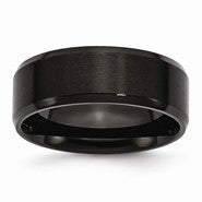 Stainless Steel Black IP-plated Polished & Brushed Beveled Edge 8mm Wedding Band