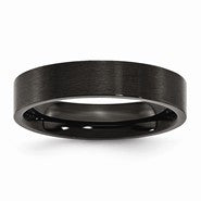 Stainless Steel Black IP-plated Brushed Flat 5mm Wedding Band