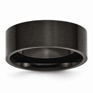 Stainless Steel Black IP-plated Brushed Flat 8mm Wedding Band