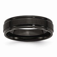 Stainless Steel Black IP-plated Brushed Center & Polished Edges 6mm Wedding Band