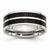 Stainless Steel Double Row Black Carbon Fiber Inlay Polished 8mm Wedding Band