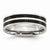 Stainless Steel Double Row Black Carbon Fiber Inlay Polished 6mm Wedding Band