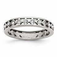 Stainless Steel Polished Crystal 4.50mm Wedding Band