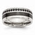 Stainless Steel Polished Black Ceramic Inlay CZ 9mm Wedding Band