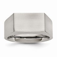 Stainless Steel Polished and Brushed Signet Ring