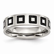 Stainless Steel Enameled Flat 6mm Brushed Wedding Band