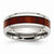 Stainless Steel Polished Red Wood Inlay Enameled 7.8mm Ring