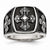 Stainless Steel Polished and Antiqued Cross Ring