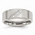 Stainless Steel Polished and Brushed CZ 8mm Beveled Edge Wedding Band