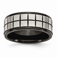 Stainless Steel Brushed & Black IP-plated 9mm Wedding Band