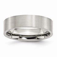 Stainless Steel Flat 6mm Brushed Wedding Band