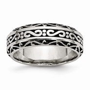 Stainless Steel 7mm Antiqued Wedding Band