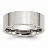 Stainless Steel Flat 8mm Brushed Wedding Band