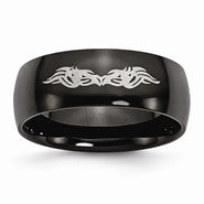 Stainless Steel Fancy Black IP-plated 8mm Polished Wedding Band