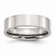 Stainless Steel Flat 6mm Polished Wedding Band