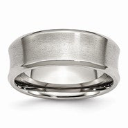 Stainless Steel Beveled Edge Concave 8mm Brushed Wedding Band