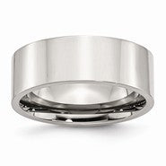 Stainless Steel Flat 8mm Polished Wedding Band