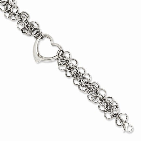 Stainless Steel Polished Circles with Heart Bracelet