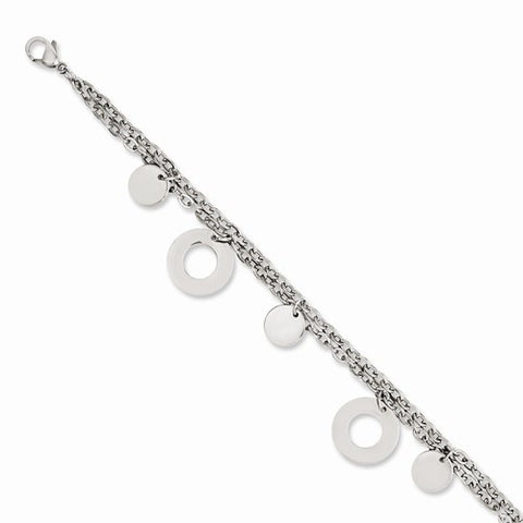 Stainless Steel Polished Circles & Discs Bracelet