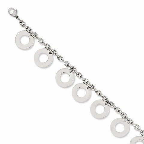 Stainless Steel Polished Dangle Circles Bracelet