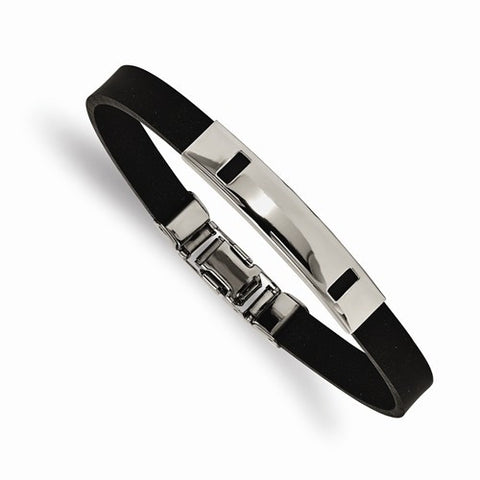 Stainless Steel Black Rubber Bracelet