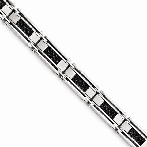 Stainless Steel Brushed Polished Black Ip-Plated Bracelet