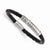 Stainless Steel Polished Design and Black Woven Leather Bracelet