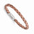 Stainless Steel Polished Pink Woven Leather Bracelet