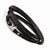 Stainless Steel Polished Dark Brown Leather Wrap Bracelet