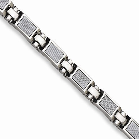 Stainless Steel Grey Carbon Fiber Bracelet