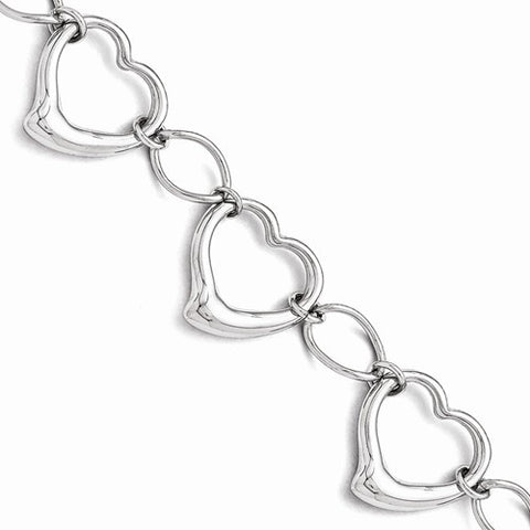 Stainless Steel Polished Hearts Bracelet