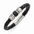 Stainless Steel Brushed Leather Laser Cut Ip-Plated Rubber Bracelet