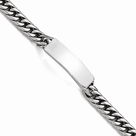 Stainless Steel Polished and Antiqued Curb Id Link Bracelet