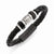 Stainless Steel Brushed Leather Black Ip-Plated & Rubber Bracelet