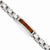 Stainless Steel Polished Red Orange Wood Inlay Enameled Bracelet