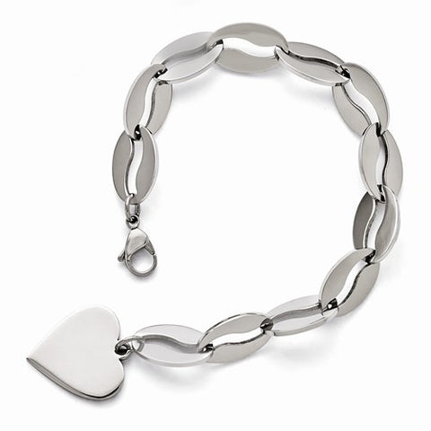Stainless Steel Polished Heart Bracelet