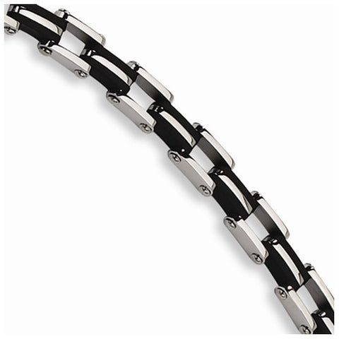 Stainless Steel Black Rubber Bracelet