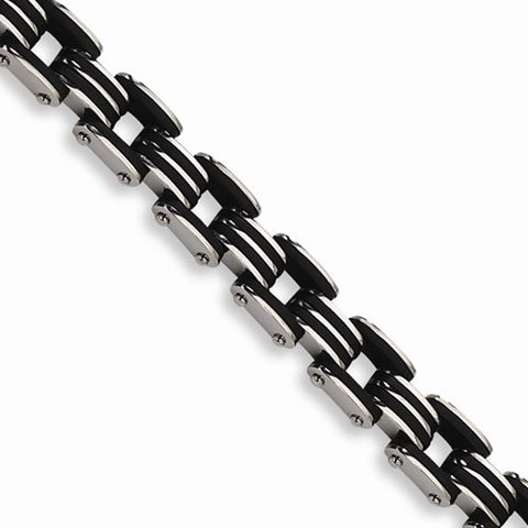 Stainless Steel Black Rubber Bracelet