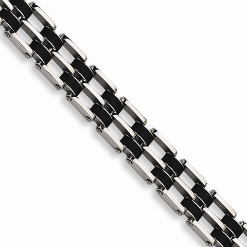 Stainless Steel Black Rubber Bracelet