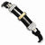 Stainless Steel Black Rubber and Leather 18K Gold Accent Bracelet