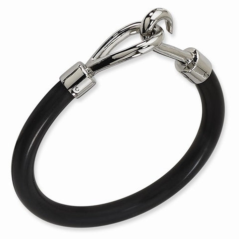 Stainless Steel Black Rubber Bracelet