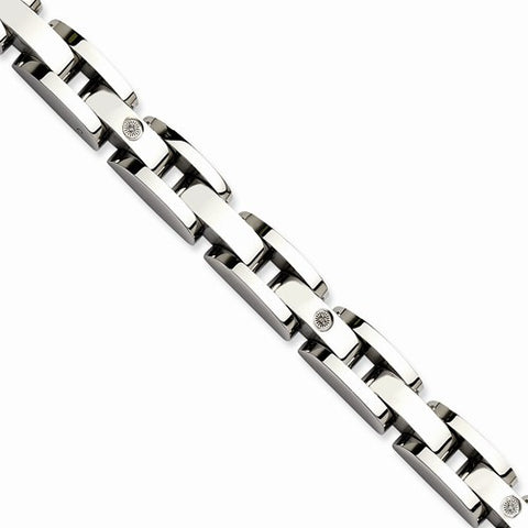 Stainless Steel with 14K White Gold Accents & Diamonds Bracelet