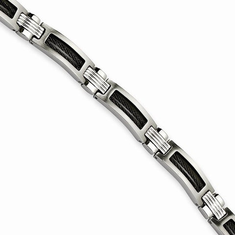 Stainless Steel Black-Plated Wire & Polished Bracelet