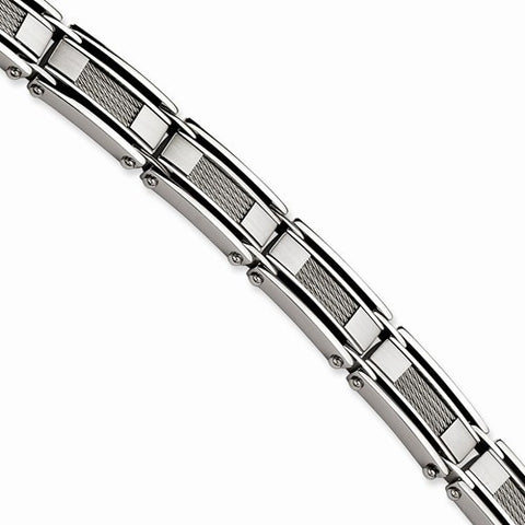 Stainless Steel Silver Wire Inset Bracelet