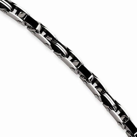 Stainless Steel Black Carbon Fiber Polished Bracelet