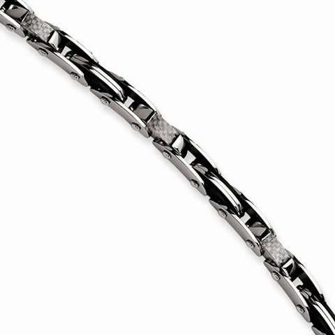 Stainless Steel Grey Carbon Fiber Polished Bracelet