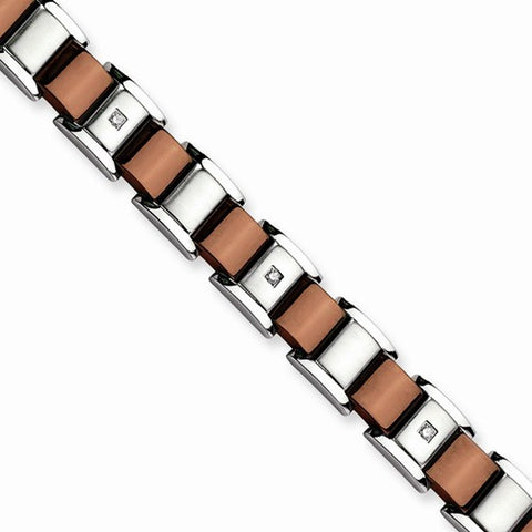 Stainless Steel Chocolate Ip-Plated with Czs Bracelet